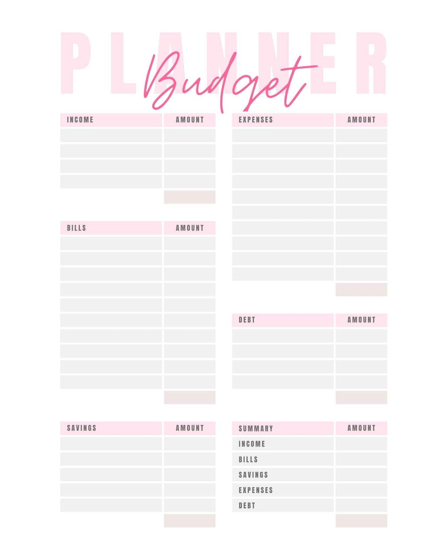 Pink Budget Planner